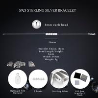 Sterling Silver Five Bead Bracelet S925 With Hallmark