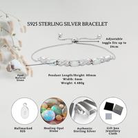 Sterling Silver Opal Crystal Stone Infinity Bracelet S925