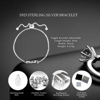 Sterling Silver Mum Toggle Adjustable Bracelet - Solid S925