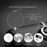 Sterling Silver Cz Star Bracelet Solid S925 With Hallmark