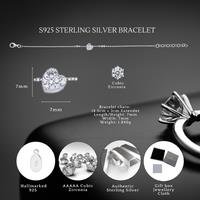 Sterling Silver Cubic Zirconia Heart Bracelet S925 With Hallmark