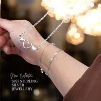 Sterling Silver Triple Heart Bracelet S925 - Adjustable, 160mm, Elegant Gift