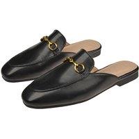 Unisex Black Women'S Pu Leather Princetown Flat Mules - Slip-On Loafers, Memory Foam, 6 Sizes, 3 Colours