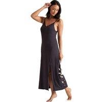 Unisex Black Raven Bamboo Lace Ankle-Length Chemise With Cushioned Slippers - Multiple Sizes