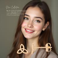 9Ct Gold Trinity 6Mm Stud Earrings Solid With Hallmark