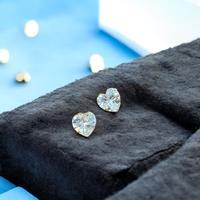 9ct Gold Heart Stud Earrings - Hypoallergenic, Cubic Zirconia, Multiple Sizes