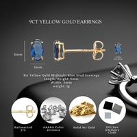 9Ct Gold Blue Oval Stud Earrings 5X3Mm With Hallmarks
