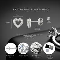 Sterling Silver Love Heart Stud Earrings 7Mm S925 Hallmarks