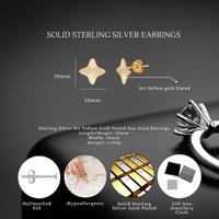 Sterling Silver Gold Plated Lucky Clover Stud Earrings - 10mm Hypoallergenic S925 Studs