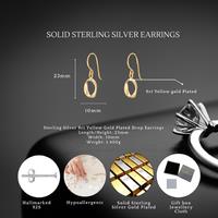 Sterling Silver Gold Plated Drop Earrings 23X10Mm S925 Hallmarks