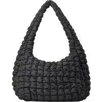 Unisex Quilted Oversized Shoulder Bag - Padded, Lightweight, Spacious Tote in Black or White