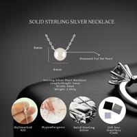 Sterling Silver Diamond Cut 6Mm Pearl Necklace With S925 Hallmark