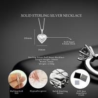 Sterling Silver S925 Puff Heart Pendant Necklace - Adjustable Chain, Minimalist Jewellery