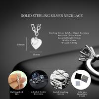 Sterling Silver Double Heart Pendant Necklace - S925 Hallmarked Belcher Chain, Romantic Gift Jewellery