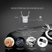 Sterling Silver Square Princess Cut Necklace With S925 Hallmark