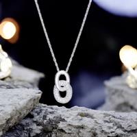 Sterling Silver Cubic Zirconia Infinity Link Necklace With S925 Hallmark