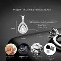 Sterling Silver Cubic Zirconia Tear Drop Pendant Necklace - Solid S925 Hallmark
