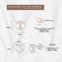 Sterling Silver Diamond Cut Pearl Necklace and Stud Earrings Set