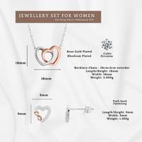 Sterling Silver Two Tone Hearts Necklace & Affinity Earrings