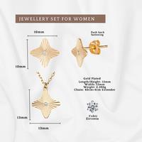 Sterling Silver Gold Plated Lucky Clover Necklace & Earrings Set