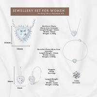 Sterling Silver Heart Necklace, Bracelet & Earrings Tri Set