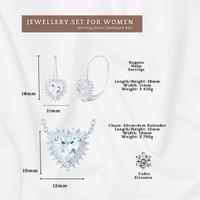 Sterling Silver Heart Pendant Necklace & Earrings Set With Cubic Zirconia