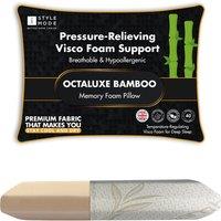 Octaluxe Bamboo Visco Memory Foam Pillow - Ergonomic Octagonal Design, Breathable Bamboo Cover, Firm Support - Single Or Double Pack