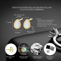 Sterling Silver Opal Teardrop Earrings with 14K Gold Plating & Cubic Zirconia Accents