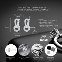 Sterling Silver Infinity Knot Circle Stud Earrings with S925 Hallmark & Cubic Zirconia Accents