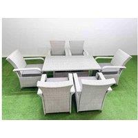7 Piece PE Rattan Outdoor Dining Set - Weather-Resistant, Oblong Table, Modern Garden Furniture