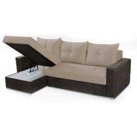 Apex Modern Fabric L-Shape Corner Sofa Bed - 5-Seater, Space-Saving, Brown & Grey