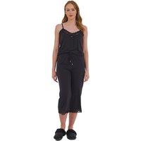 Unisex Black Bamboo Lace Cami Pyjama Set With Matching Faye Slippers - 2 Designs, 7 Sizes