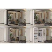 Ankara Sliding Mirror Wardrobe - Modern Bedroom Storage In 3 Colours & 2 Sizes
