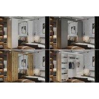Bitlis Contemporary Mdf Sliding Wardrobe With Full-Length Mirror - White, Grey & Votan Finish, Space-Saving Storage