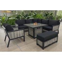 6-Piece Havana Fire Pit Garden Sofa Set - Weather-Resistant Aluminum