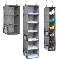 3 Or 6 Shelf Grey Hanging Wardrobe Organiser - Slim Or Wide