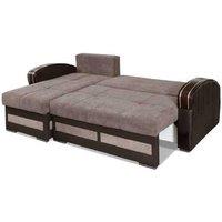 Fusion Fabric L-Shape Corner Sofa Bed - Modern 3-Seater, Brown & Grey