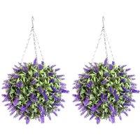 Purple Lavender Topiary Balls - 28Cm Pair