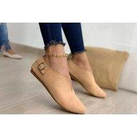 Unisex Brown Women'S Casual Faux Suede Flats - Buckle Strap, Pointed Toe, 9 Sizes, 4 Colours - Ladies' Everyday Slip-On Shoes