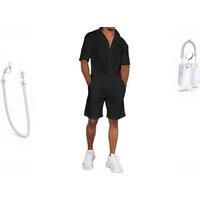 Men'S Short-Sleeved Shirt & Shorts Set - Breathable Summer Style
