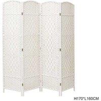White Solid Weave Wicker Wood Room Divider- 2 Sizes