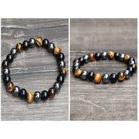 2Pcs Tiger Eye Stone Bead Bracelets