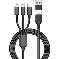 3-in-1 Fast Charging Cable - Universal Braided Nylon Charger for iPhone, Samsung & Android - Lightning, USB-C & Micro-USB - 1.2m Durable Lead | Wowche