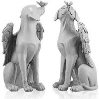Heavenly Angel Dog Garden Ornament - Weatherproof Resin Memorial Sculpture For Outdoor Decor