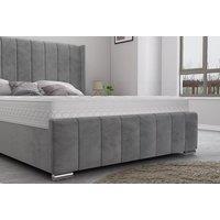 Grey Ottoman Storage Bed With Winged Headboard
