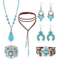 8 Piece Bohemian Turquoise Jewellery Set