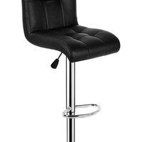 Pair Black Faux Leather Swivel Breakfast Bar Stools Gas Lift
