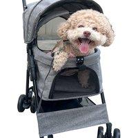 Grey Foldable Pet Stroller Dog Cat Pushchair Carrier Buggy Cart