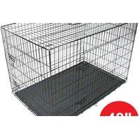Black 48" Metal Pet Cage Dog Cat Puppy Crate Transport With Tray