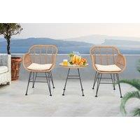 Weather-Resistant 3-Piece Rattan Bistro Set with Cushions